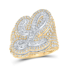  10k Two-tone Gold Mens Baguette Diamond L Initial Letter Ring 7-7/8 Cttw