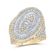  10k Two-tone Gold Mens Baguette Diamond O Initial Letter Ring 7 Cttw
