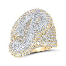 10k Two-tone Gold Mens Baguette Diamond P Initial Letter Ring 7 Cttw