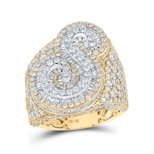  10k Two-tone Gold Mens Baguette Diamond S Initial Letter Ring 6-3/4 Cttw