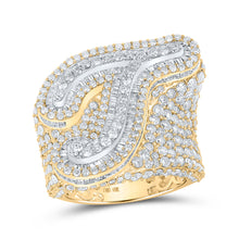  10k Two-tone Gold Mens Baguette Diamond T Initial Letter Ring 7-3/4 Cttw