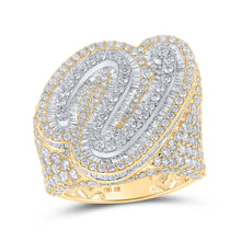  10k Two-tone Gold Mens Baguette Diamond V Initial Letter Ring 7 Cttw