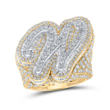  10k Two-tone Gold Mens Baguette Diamond W Initial Letter Ring 8 Cttw