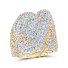  10k Two-tone Gold Mens Baguette Diamond Y Initial Letter Ring 7-1/2 Cttw