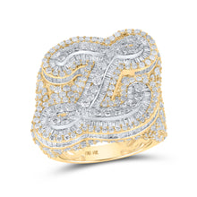  10k Two-tone Gold Mens Baguette Diamond Z Initial Letter Ring 9-3/8 Cttw