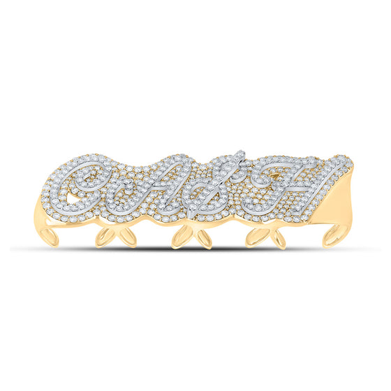 10k Yellow Gold Mens Round Diamond Cash 4-Finger Ring 14-1/3 Cttw