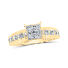  10k Yellow Gold Womens Round Diamond Square Ring 1/12 Cttw