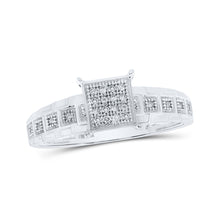  10k White Gold Womens Round Diamond Square Ring 1/12 Cttw