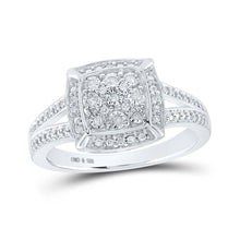  Sterling Silver Womens Round Diamond Square Ring 1/12 Cttw