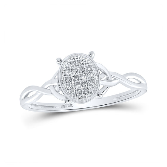 10k White Gold Womens Round Diamond Oval Ring 1/20 Cttw