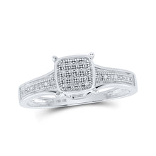  10k White Gold Womens Round Diamond Square Ring 1/10 Cttw