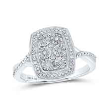  Sterling Silver Womens Round Diamond Cluster Ring 1/12 Cttw