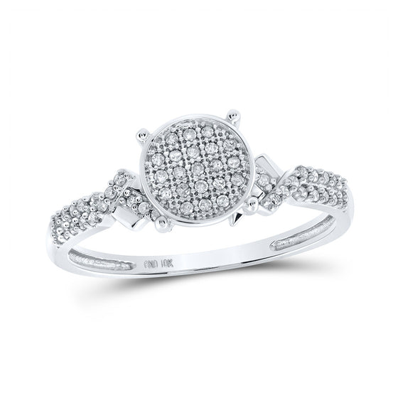 10k White Gold Womens Round Diamond Cluster Ring 1/6 Cttw