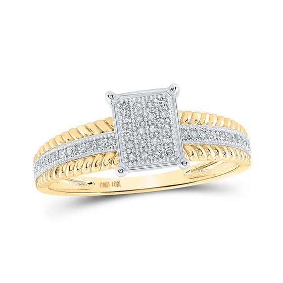 10k Yellow Gold Womens Round Diamond Cluster Ring 1/8 Cttw