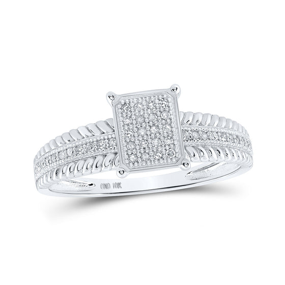 10k White Gold Womens Round Diamond Cluster Ring 1/8 Cttw