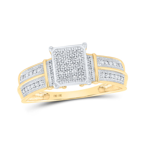 10k Yellow Gold Womens Round Diamond Cluster Ring 1/6 Cttw