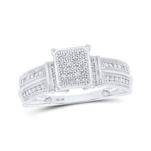 10k White Gold Womens Round Diamond Square Ring 1/6 Cttw