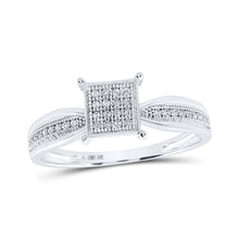  10k White Gold Womens Round Diamond Square Ring 1/10 Cttw
