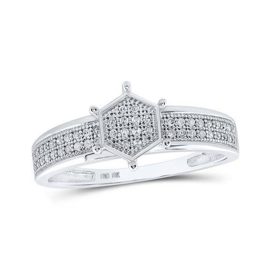 10k White Gold Womens Round Diamond Cluster Ring 1/6 Cttw