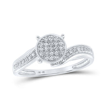 10k White Gold Womens Round Diamond Cluster Ring 1/8 Cttw