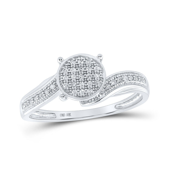 10k White Gold Womens Round Diamond Cluster Ring 1/8 Cttw