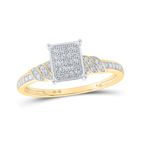 10k Yellow Gold Womens Round Diamond Cluster Ring 1/6 Cttw