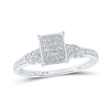  10k White Gold Womens Round Diamond Cluster Ring 1/6 Cttw