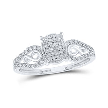  10k White Gold Womens Round Diamond Oval Ring 1/6 Cttw