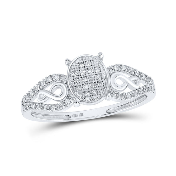 10k White Gold Womens Round Diamond Oval Ring 1/6 Cttw