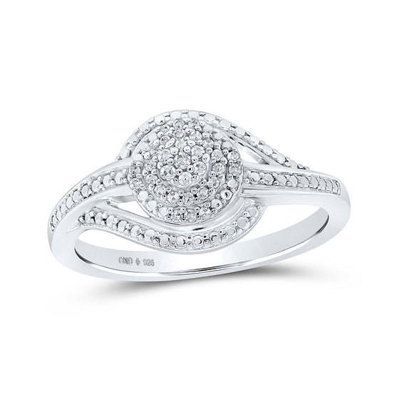 Sterling Silver Womens Round Diamond Cluster Ring 1/10 Cttw