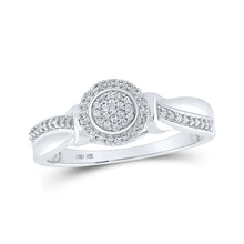  10k White Gold Womens Round Diamond Cluster Ring 1/10 Cttw
