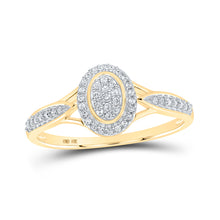 10k Yellow Gold Womens Round Diamond Oval Ring 1/10 Cttw