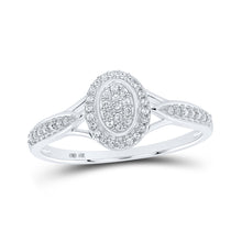  10k White Gold Womens Round Diamond Oval Ring 1/10 Cttw