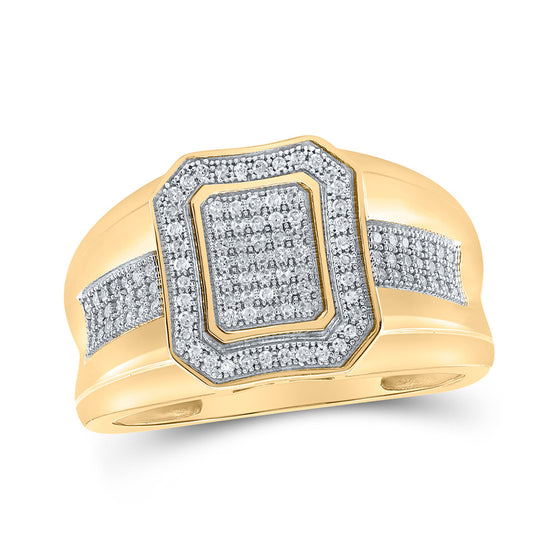 10k Yellow Gold Mens Round Diamond Cluster Ring 1/3 Cttw