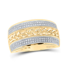  10k Yellow Gold Mens Round Diamond Wedding Braid Inlay Band Ring 1/3 Cttw