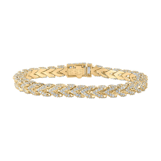 10k Yellow Gold Mens Round Diamond Cuban Link Bracelet 9-3/8 Cttw