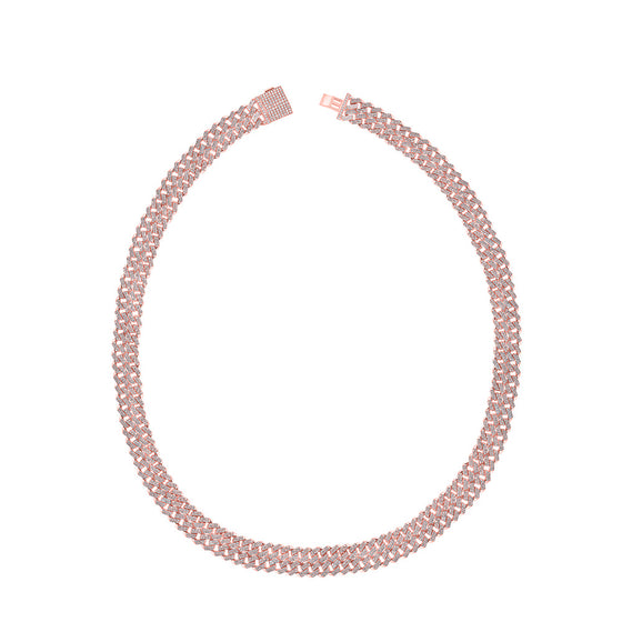 10k Rose Gold Mens Round Diamond 22-inch Curb Link Chain Necklace 12-3/4 Cttw