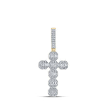  10k Yellow Gold Mens Baguette Diamond Cross Charm Pendant 2 Cttw