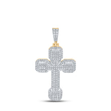  10k Yellow Gold Mens Baguette Diamond Cross Charm Pendant 2-3/4 Cttw
