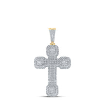  10k Yellow Gold Mens Baguette Diamond Cross Charm Pendant 3 Cttw