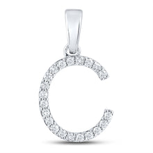  14k White Gold Womens Round Diamond C Initial Letter Pendant 1/5 Cttw