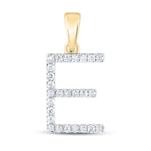  14k Yellow Gold Womens Round Diamond E Initial Letter Pendant 1/4 Cttw