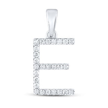  14k White Gold Womens Round Diamond E Initial Letter Pendant 1/4 Cttw