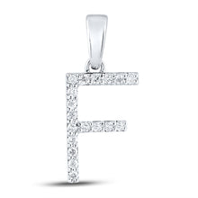  14k White Gold Womens Round Diamond F Initial Letter Pendant 1/8 Cttw