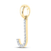 14k Yellow Gold Womens Round Diamond J Initial Letter Pendant 1/10 Cttw