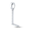 14k White Gold Womens Round Diamond L Initial Letter Pendant 1/8 Cttw