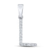14k White Gold Womens Round Diamond L Initial Letter Pendant 1/8 Cttw