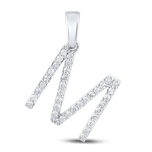  14k White Gold Womens Round Diamond M Initial Letter Pendant 1/4 Cttw