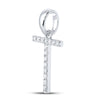 14k White Gold Womens Round Diamond T Initial Letter Pendant 1/8 Cttw