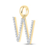 14k Yellow Gold Womens Round Diamond W Initial Letter Pendant 1/4 Cttw